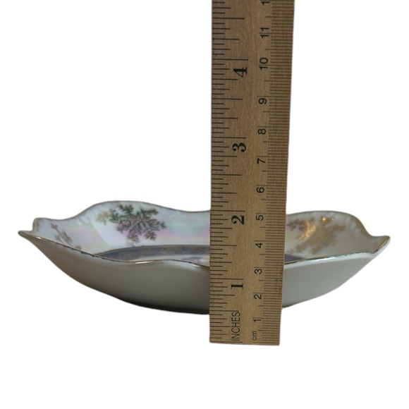 Vintage Lusterware Japan Candy Dish Roses Gold Trim 1950s Empress By Haruta - Picture 3 of 7